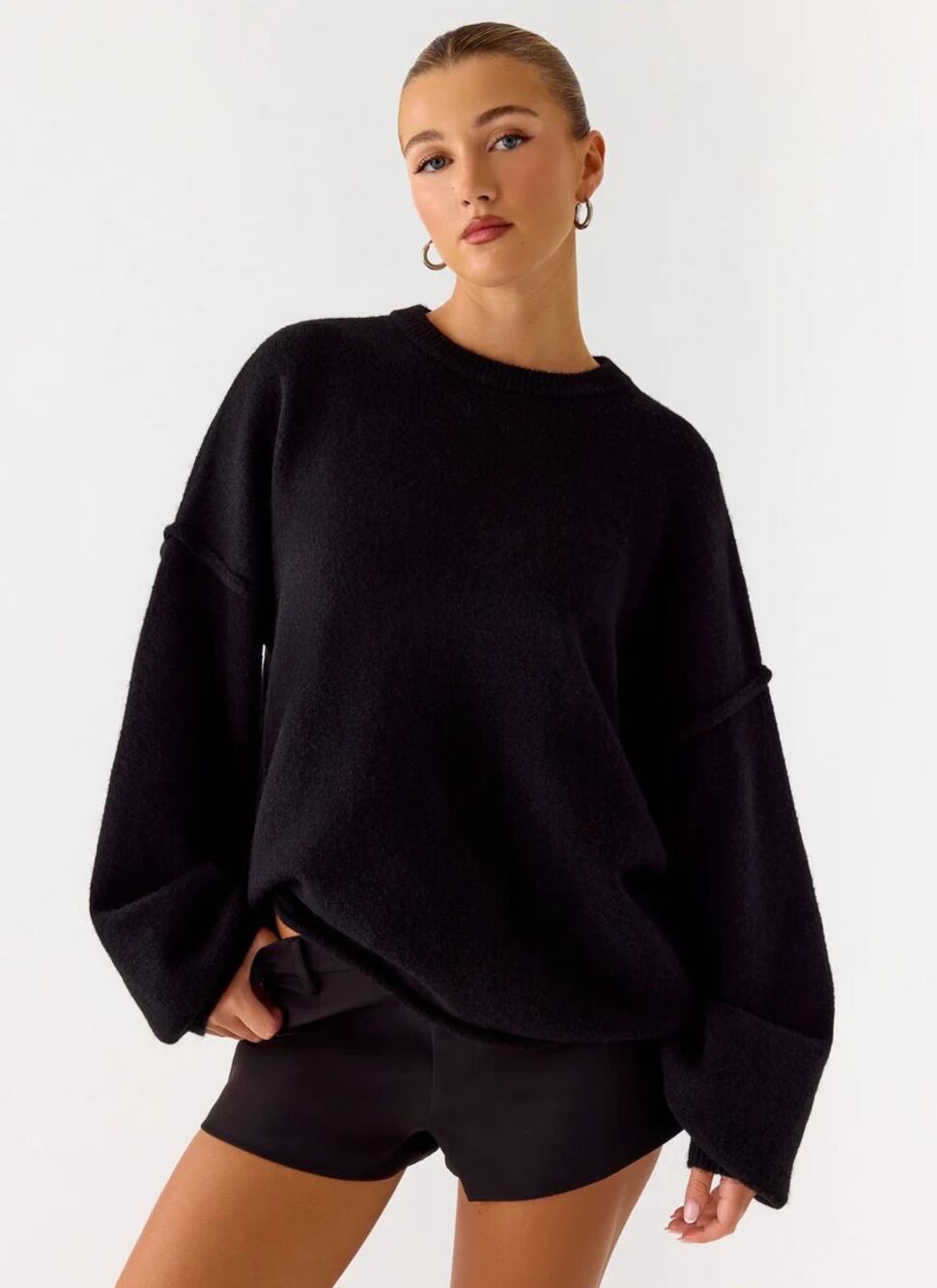 PEPPERMAYO Jack Oversized Knit Sweater Black Sz S/M NWT $98 {II8}